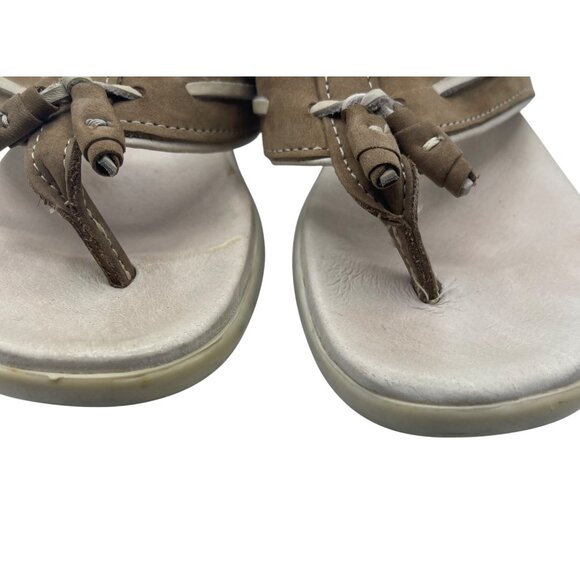 Sebago Comfort Flip Flop Sandals Suede Tassel Tan Size 6 - Picture 5 of 11